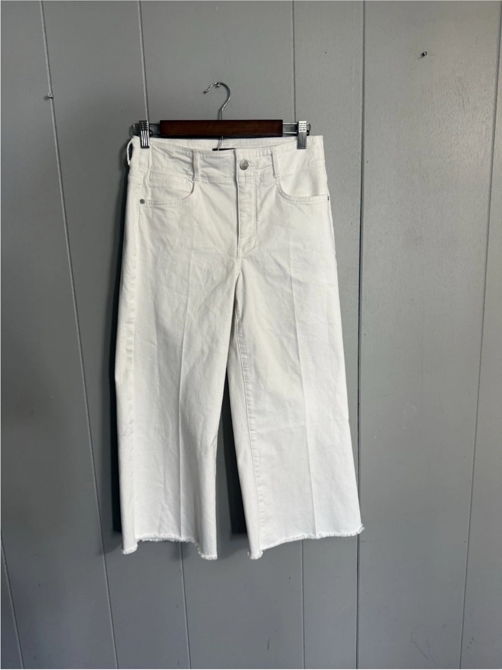 NYDJ White Wide-Leg Crop Jeans